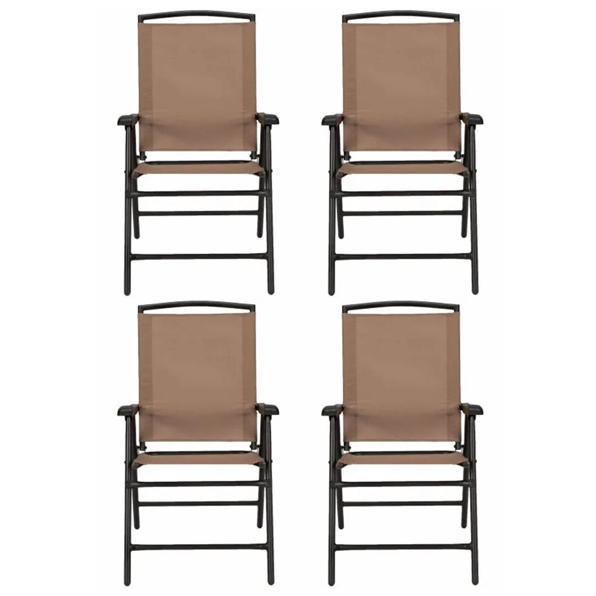 Four Seasons Courtyard Sunny Outdoor Steel Folding Chair, Brown (4pk) (Open Box)