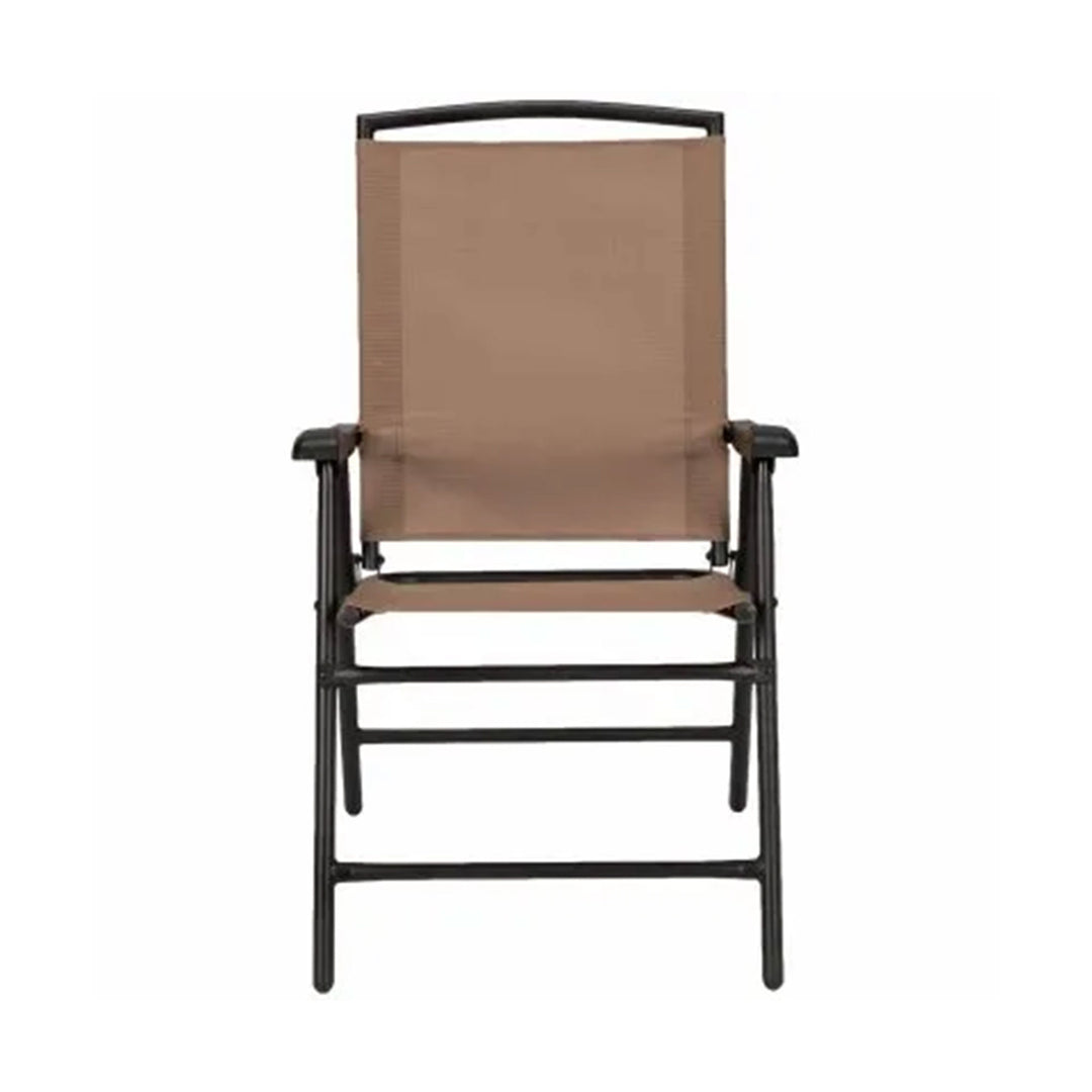 Four Seasons Courtyard Outdoor Steel Folding Chair, Brown (4 Pack) (Used)