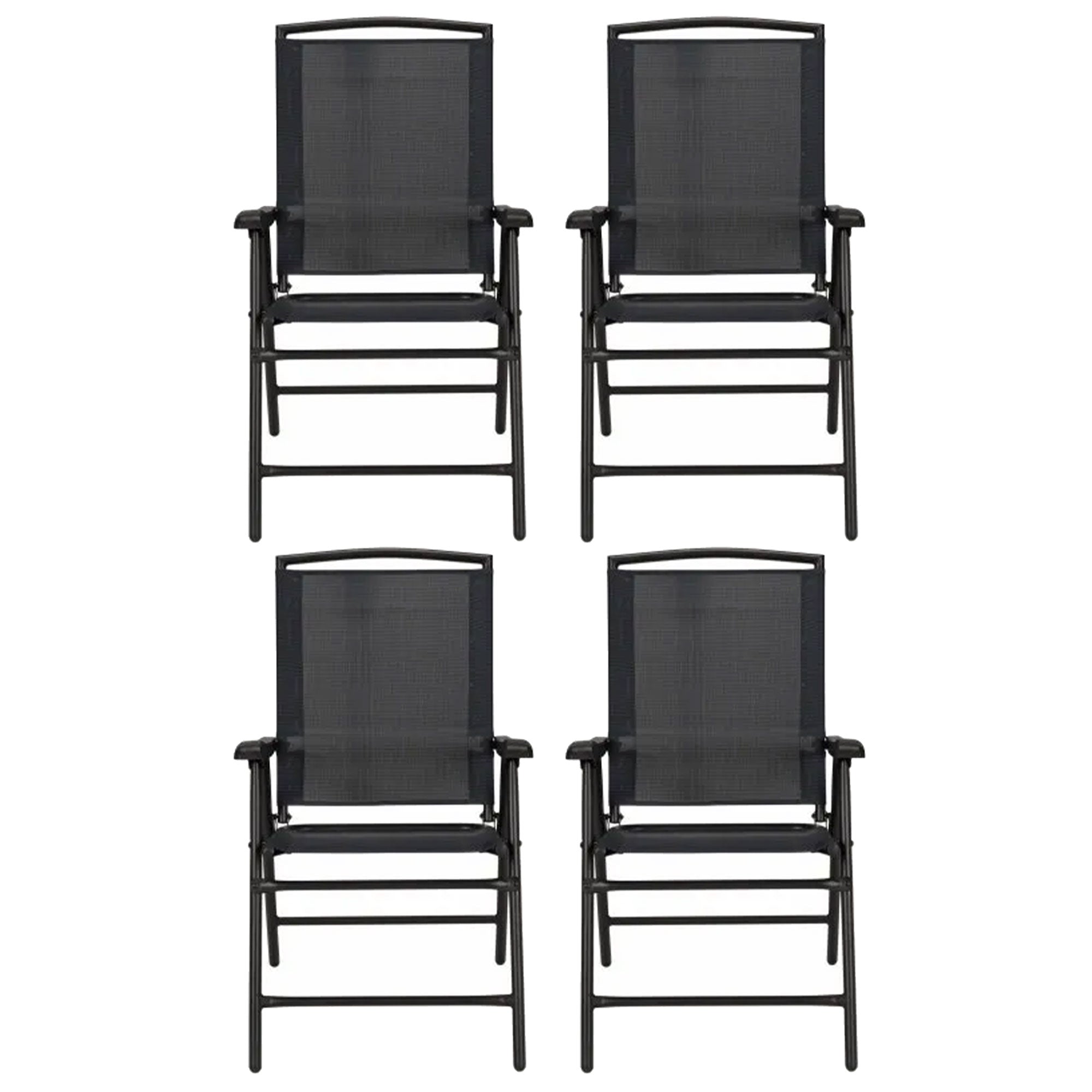 Four Seasons Sunny Isles Outdoor Steel Folding Chair, Black (4 Pack) (Open Box)