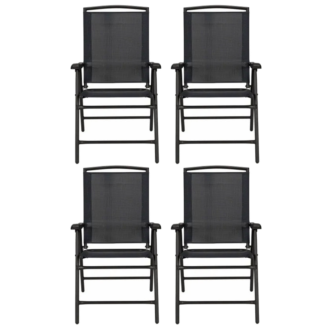 Four Seasons Sunny Isles Outdoor Steel Folding Chair, Black (4 Pack) (Open Box)
