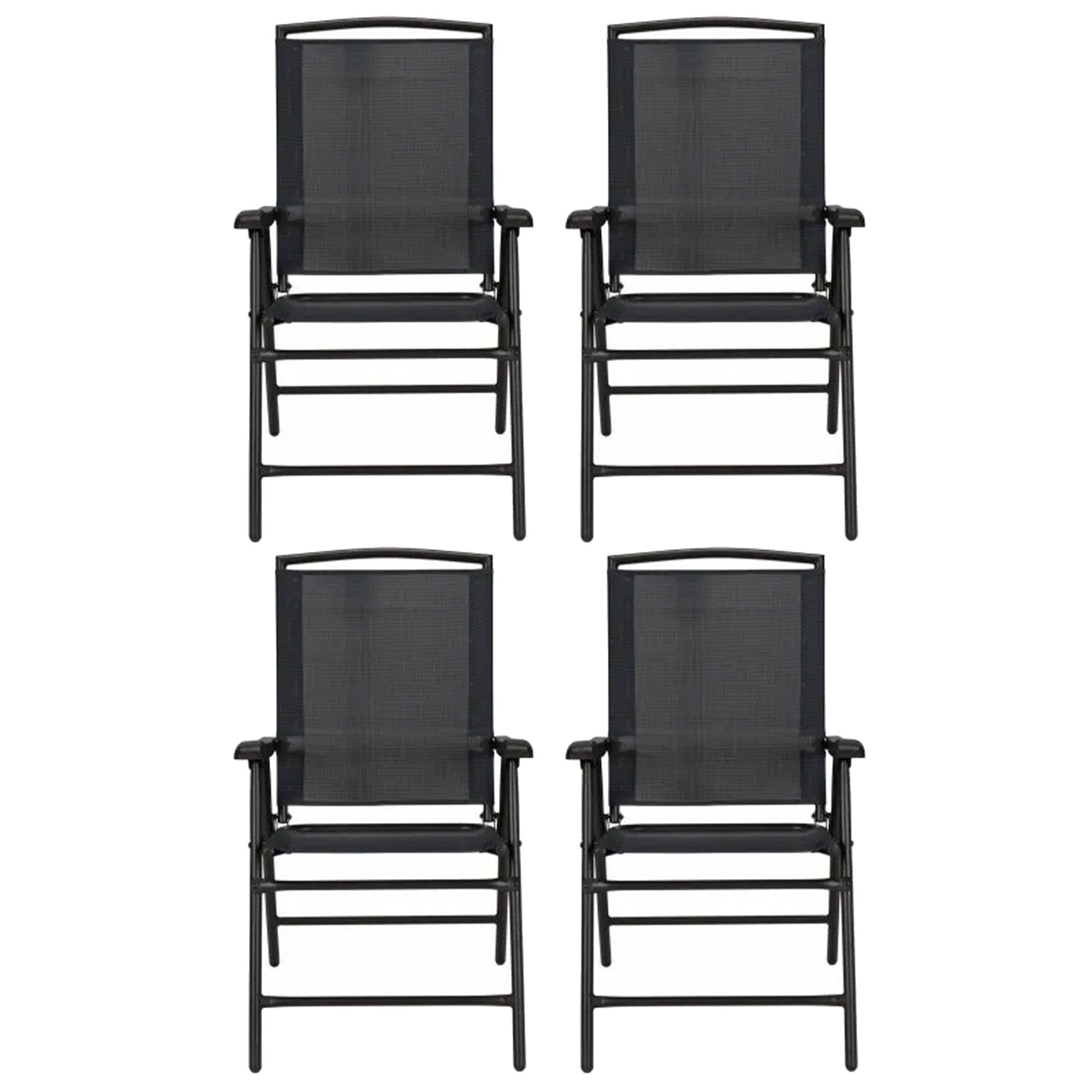 Four Seasons Sunny Isles Outdoor Steel Folding Chair, Black (4 Pack) (Open Box) - VMInnovations