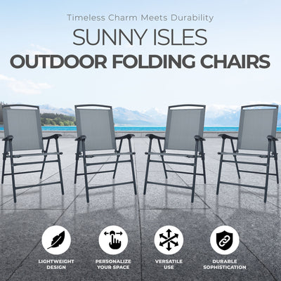 Four Seasons Sunny Isles Outdoor Steel Folding Chair, Black (4 Pack) (Open Box)