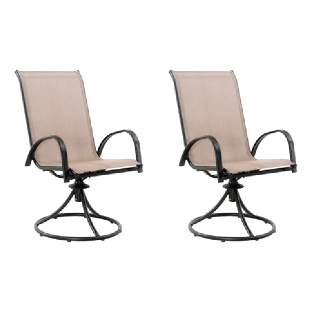 Four Seasons Courtyard Sunny Isles Steel Swivel Rocker Chair, Brown (2 Pack)