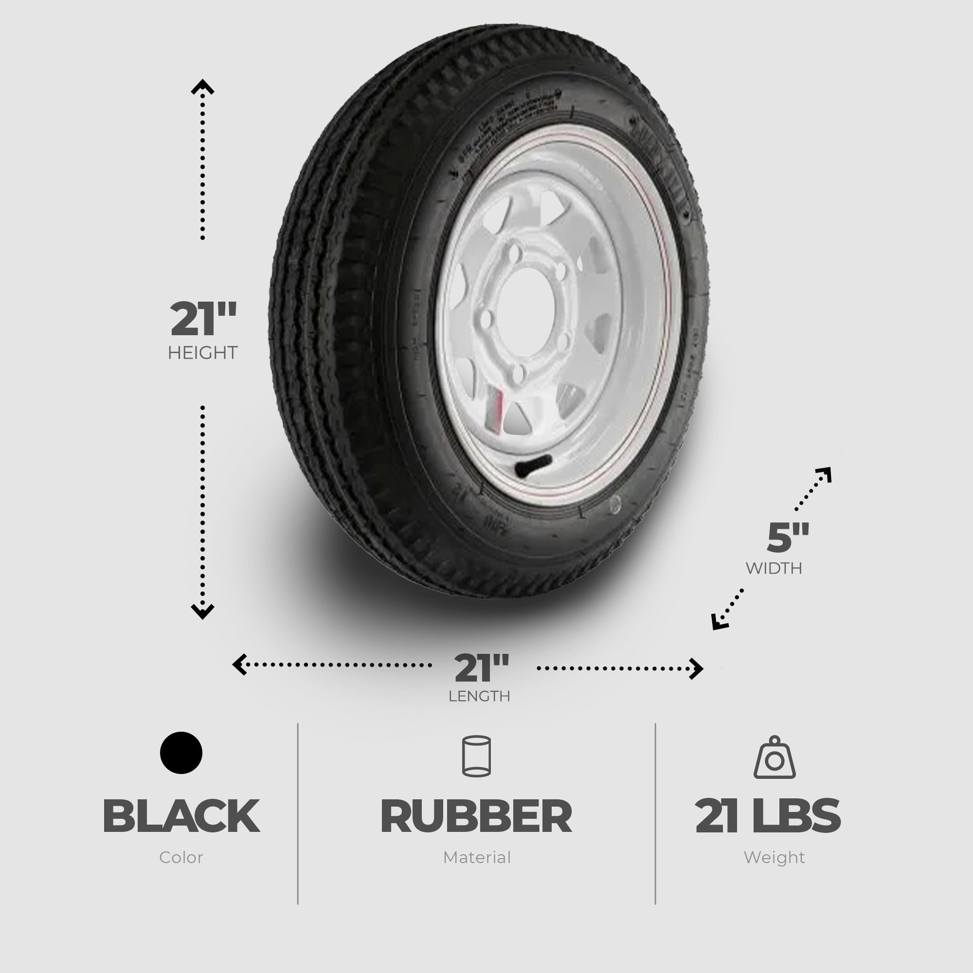 Kenda Loadstar 480-12 LRC Utility Trailer Tire and 5-Hole Custom Spoke Wheel