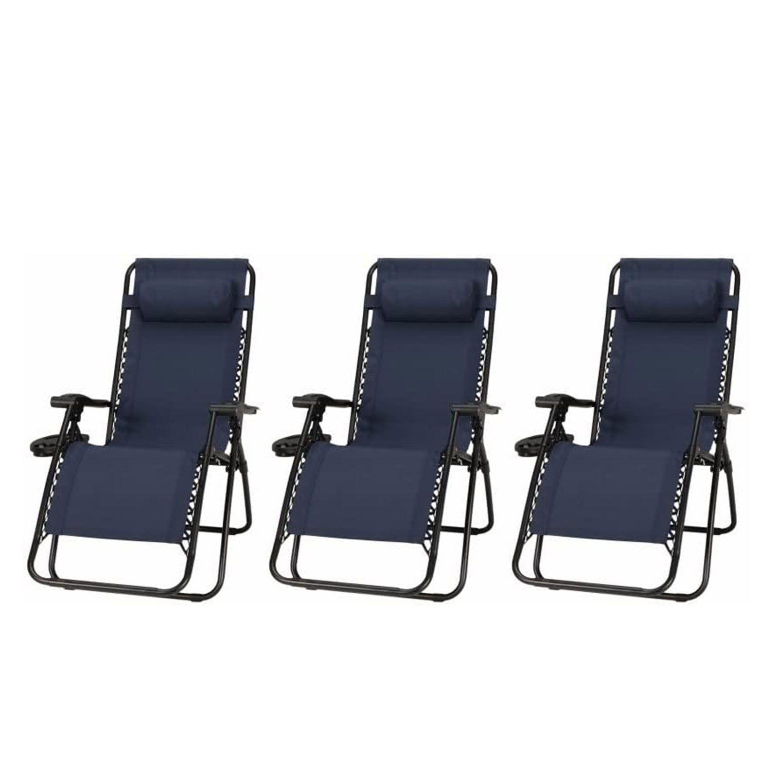 Four Seasons Courtyard Sunny Isles Steel Zero Gravity Patio Chair, Blue (3 Pack) - VMInnovations