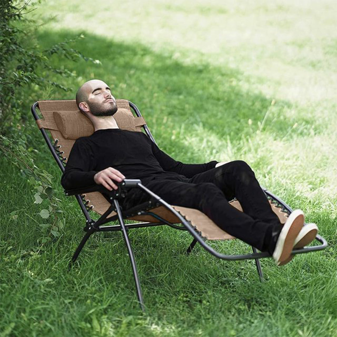 Four Seasons Courtyard Sunny Isles XL Steel Zero Gravity Chair, Brown (3 Pack)