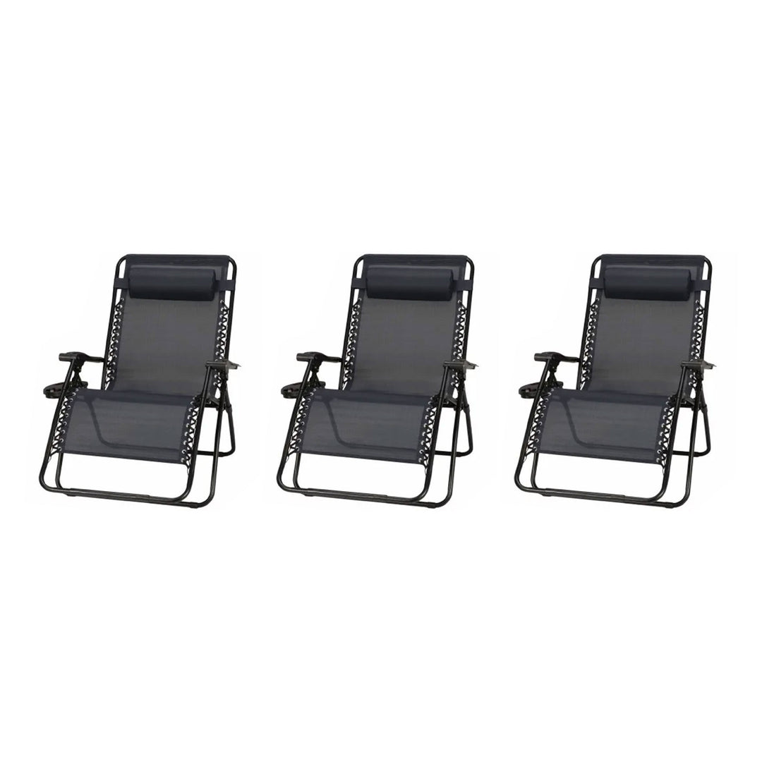 Four Seasons Courtyard XL Steel Zero Gravity Chair, Black (3pk)(Open Box) - VMInnovations