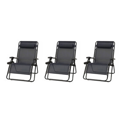 Four Seasons Courtyard XL Steel Zero Gravity Chair, Black (3pk)(Open Box)