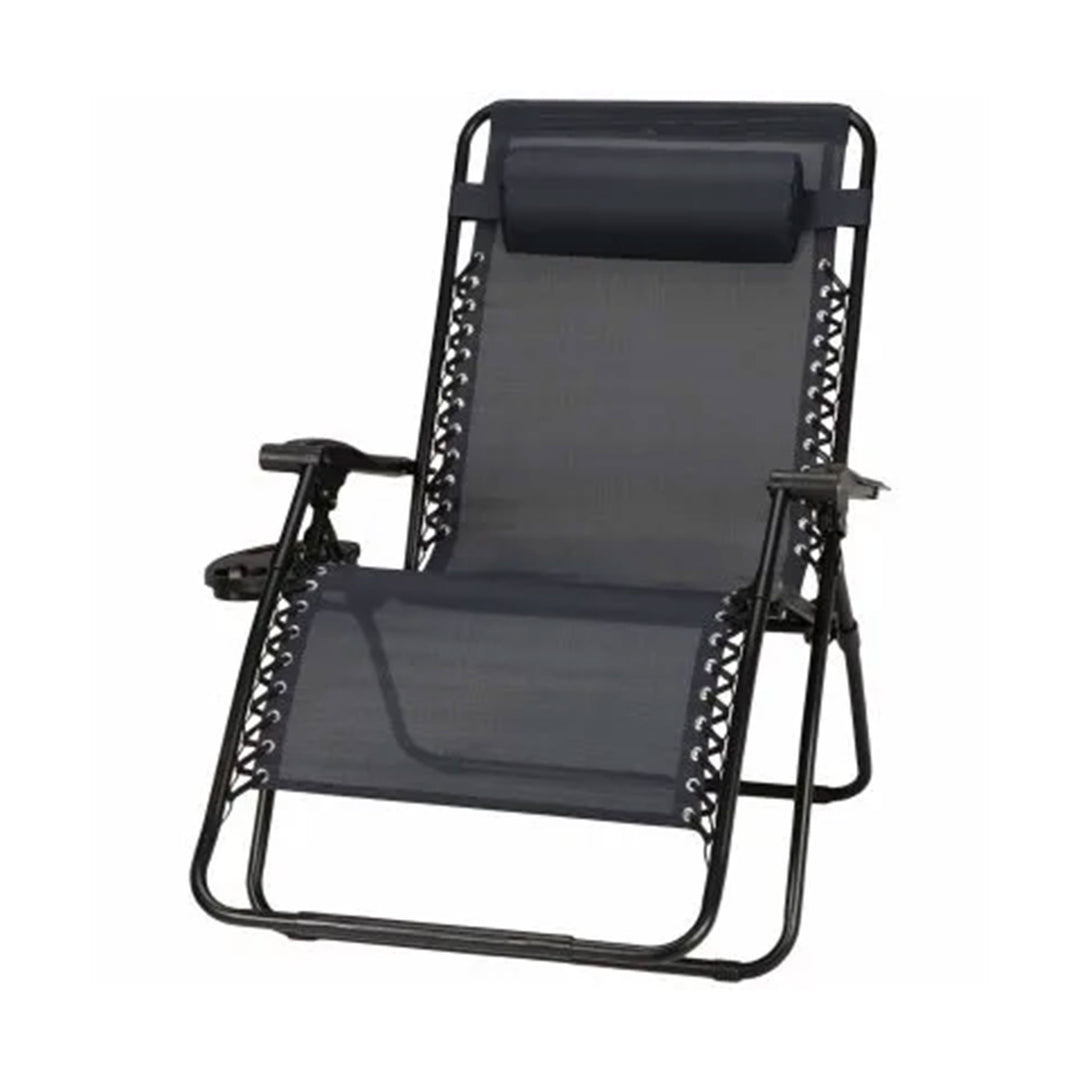 Four Seasons Courtyard Sunny Isles XL Steel Zero Gravity Chair, Black (3 Pack)