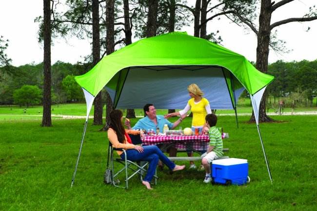 Fast Set 10' x 10' EZ Instant Slant Pop Up Wing Canopy Tent Gazebo & Rear Wall