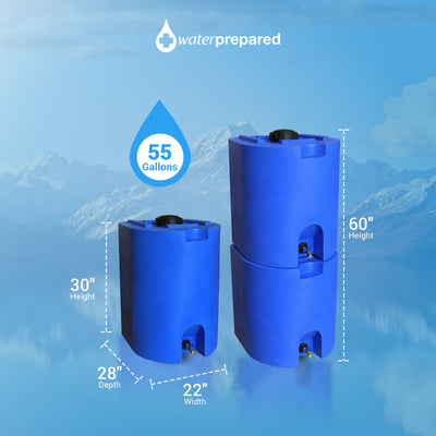 WaterPrepared 55 Gal Stackable Design Utility Water Tank w/Large Cap, Blue(Used)