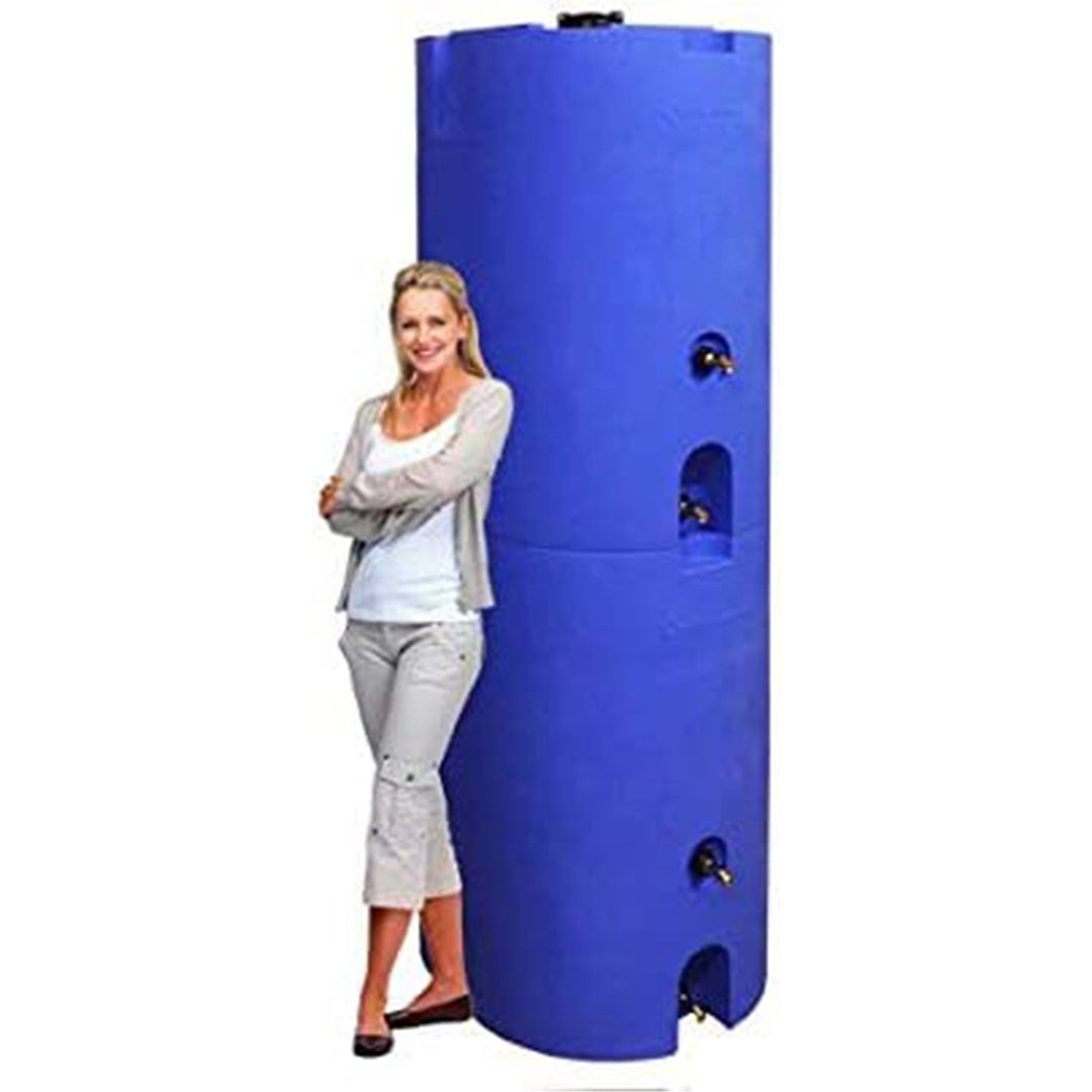 WaterPrepared 160 Gal Stackable Design Utility Water Tank with Large Cap, Blue