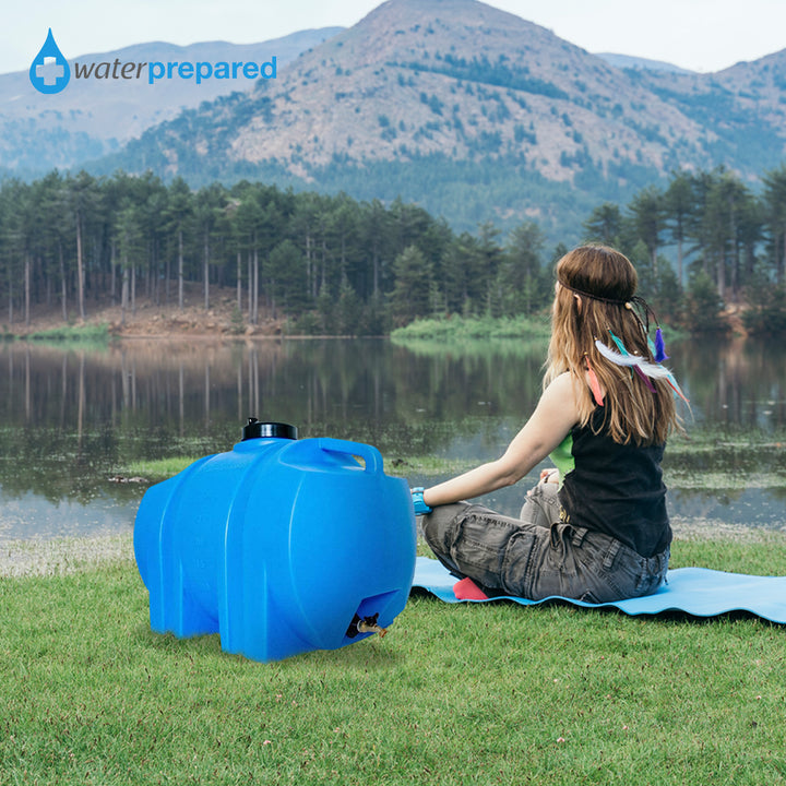 WaterPrepared 35 Gal Water Tank w/ Large Cap, Brass Spigot & Handles (3 Pack) - VMInnovations