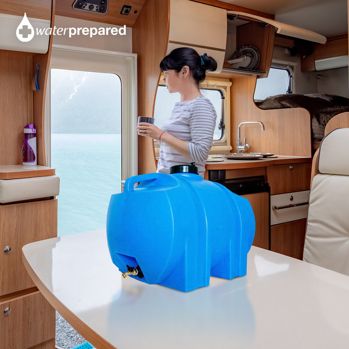 WaterPrepared 35 Gal Water Tank w/ Large Cap, Brass Spigot & Handles (3 Pack)