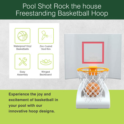 Good Ideas 15 Inch Pool Shot Rock the House Pool Freestanding Basketball Hoop - VMInnovations