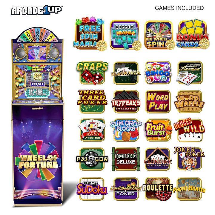 Arcade1Up Wheel of Fortune Video Arcade Games, 5ft Tall Stand Up Cabinet (Used)