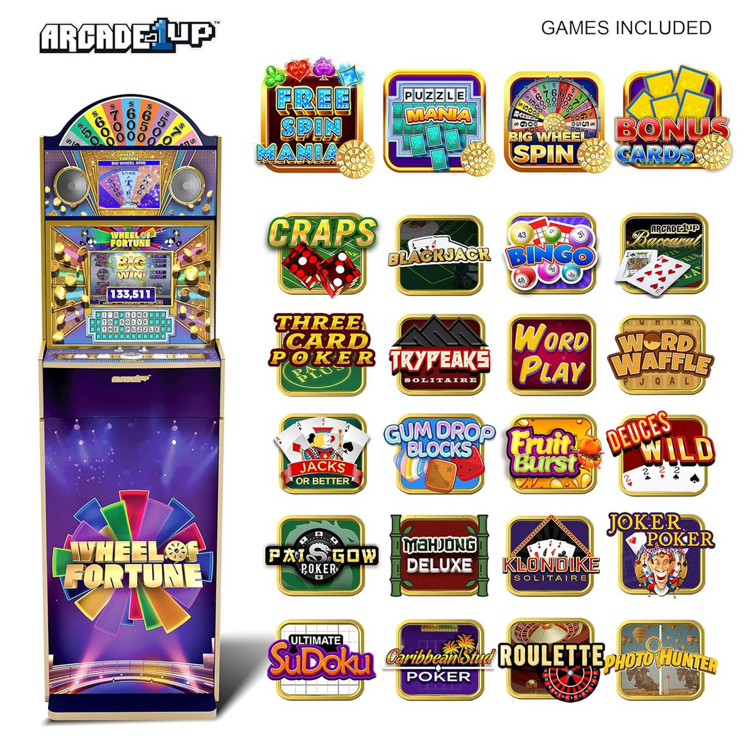 Arcade1Up Wheel of Fortune Video Arcade Game Machine Stand Up Cabinet, 5 Ft