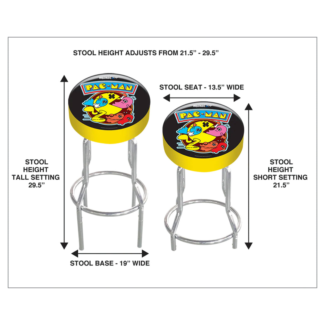 Arcade1Up Pac-Man Adjustable Padded Video Game Chair Stool with Leg Extenders - VMInnovations