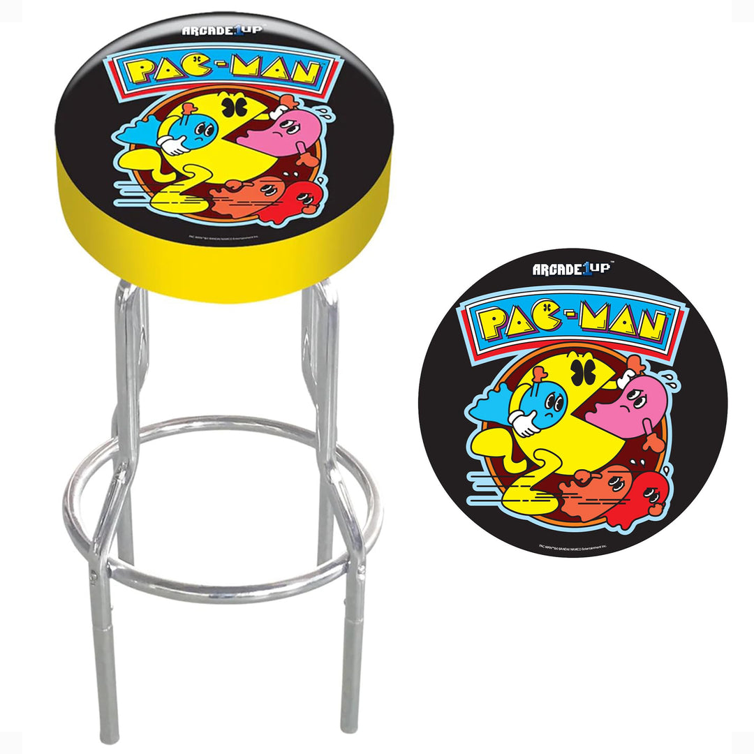 Arcade1Up Pac-Man Adjustable Padded Video Game Chair Stool with Leg Extenders