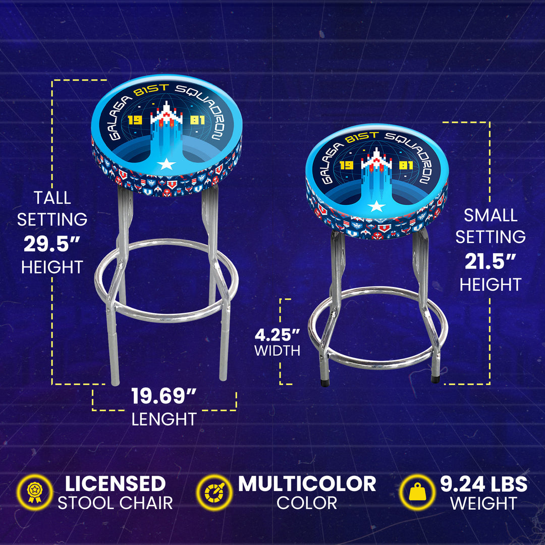 Arcade1Up Galaga 81st Squadron Adjustable Video Game Stool w/Leg Extenders(Used) - VMInnovations