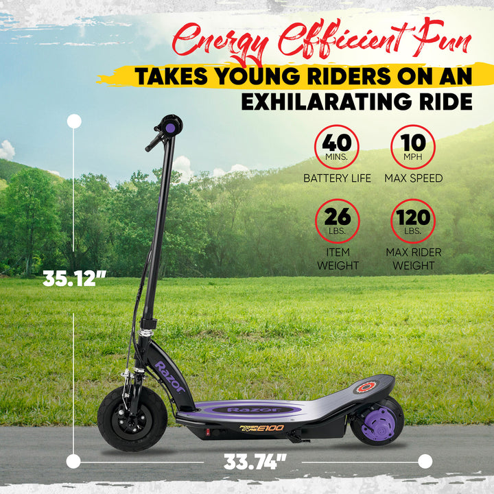Razor Power Core Electric Scooter with Aluminum Deck and Hand Brake,Purple(Used) - VMInnovations