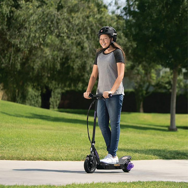 Razor Power Core E100 Electric Scooter with Aluminum Deck and Hand Brake, Purple