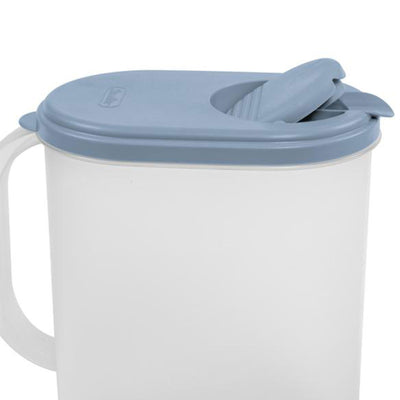 Sterilite Plastic Pitcher Blue Atoll Lid and Tab with Clear Base and Grip Handle