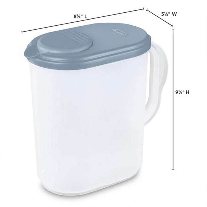 Sterilite Plastic Lidded Pitcher with Clear Base & Handle, Washed Blue, 12-Pack