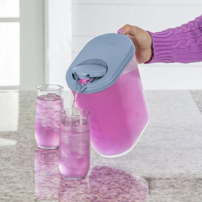 Sterilite Plastic Lidded Pitcher with Clear Base & Handle, Washed Blue, 24-Pack - VMInnovations