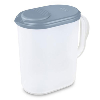Sterilite Plastic Lidded Pitcher with Clear Base & Handle, Washed Blue, 18-Pack - VMInnovations