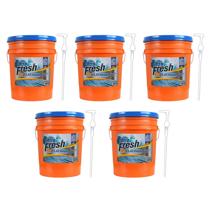 Ultra Fresh 6X Platinum 5 Gallon Laundry Detergent, Up to 640 Loads (5 Pack)