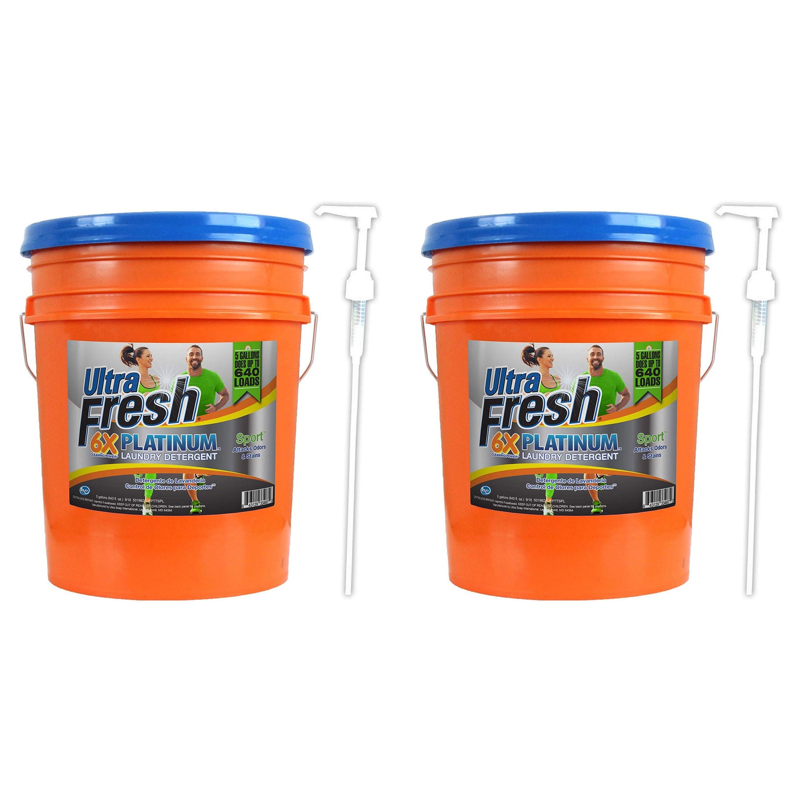 Ultra Fresh 6X Platinum 5 Gal Sport Laundry Detergent, Up to 640 Loads (2 Pack) - VMInnovations