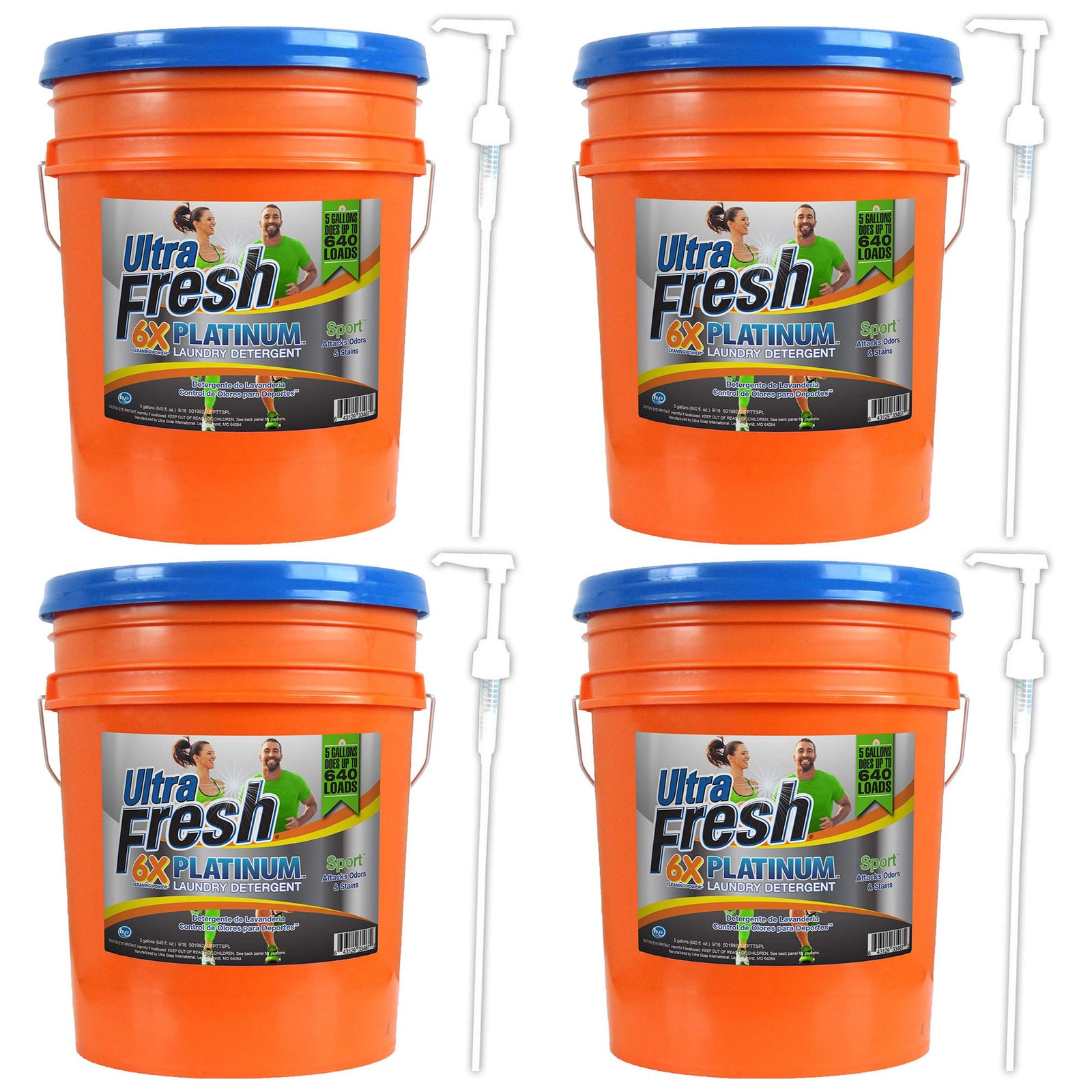 Ultra Fresh 6X Platinum 5 Gal Sport Laundry Detergent, Up to 640 Loads (4 Pack) - VMInnovations