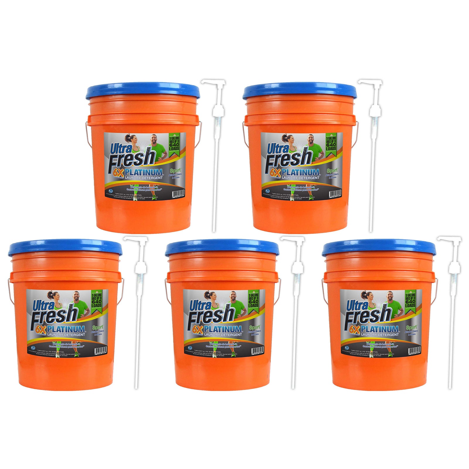 Ultra Fresh 6X Platinum 5 Gal Sport Laundry Detergent, Up to 640 Loads (5 Pack) - VMInnovations