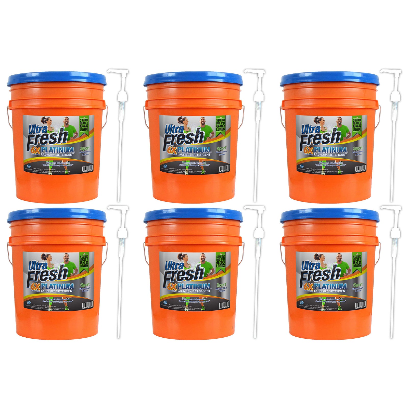 Ultra Fresh 6X Platinum 5 Gal Sport Laundry Detergent, Up to 640 Loads (6 Pack) - VMInnovations