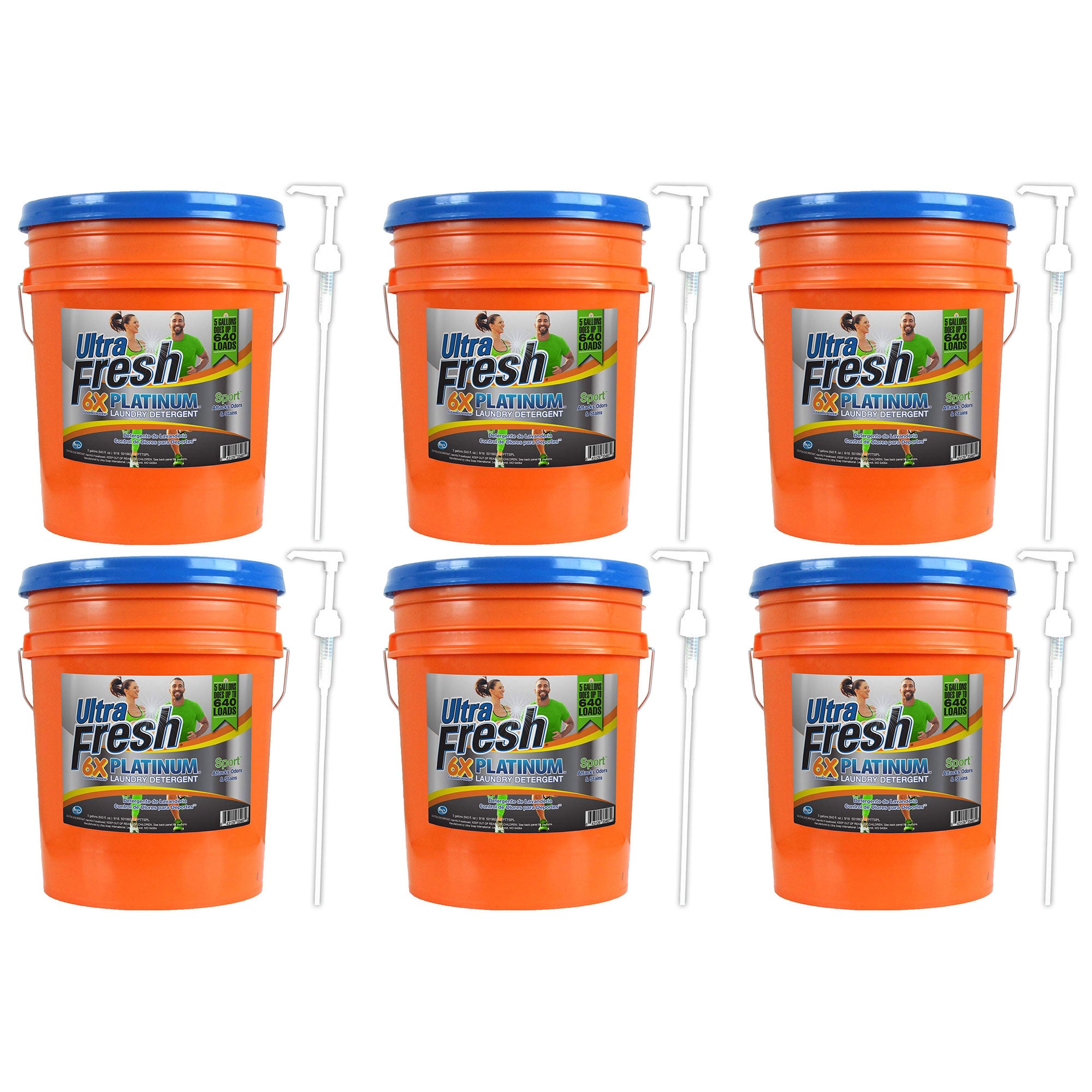 Ultra Fresh 6X Platinum 5 Gal Sport Laundry Detergent, Up to 640 Loads (6 Pack) - VMInnovations