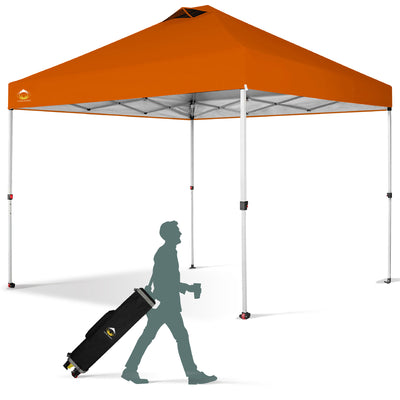 CROWN SHADES 10x10 Ft Pop Up Outdoor Canopy Tent with 1 Push Center Lock, Orange