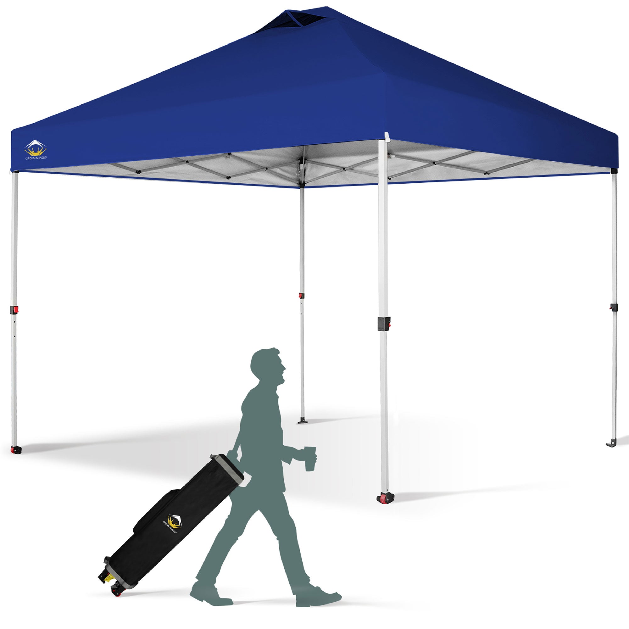 CROWN SHADES 10x10 Ft Pop Up Outdoor Canopy Tent, 1 Push Center Lock, Navy Blue