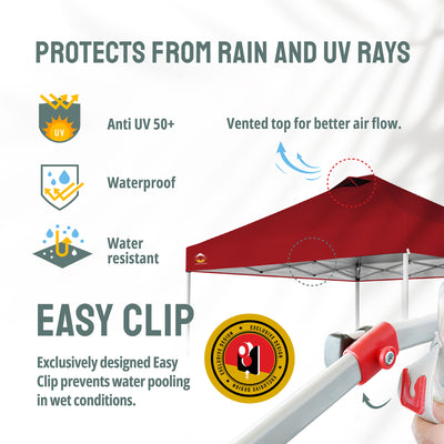 CROWN SHADES 10x10 Ft Pop Up Canopy Tent with 1 Push Center Lock, Red (Used) - VMInnovations