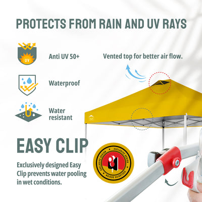 CROWN SHADES 10x10 Ft Pop Up Outdoor Canopy Tent with 1 Push Center Lock, Yellow - VMInnovations