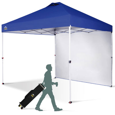 CROWN SHADES 10x10 Ft Pop Up Canopy Tent w/ Sidewall & Push Lock, Navy Blue
