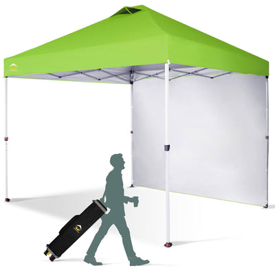 CROWN SHADES 10x10 Ft Pop Up Canopy Tent w/ Sidewall & Push Center Lock, Green