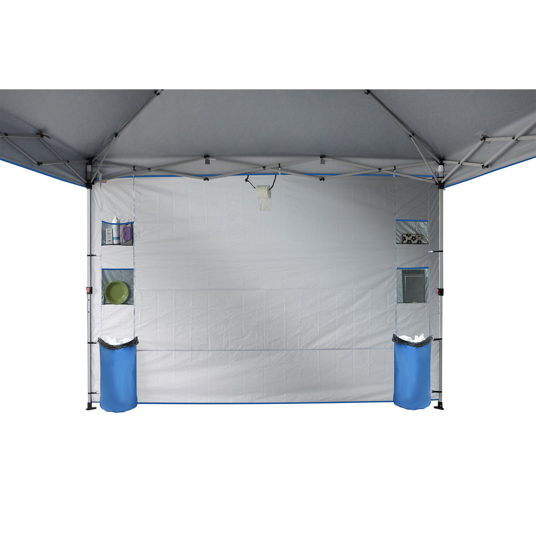 CROWN SHADES 10x10 Ft Pop Up Canopy Tent w/Organizer Pocket Sidewall, Blue(Used)