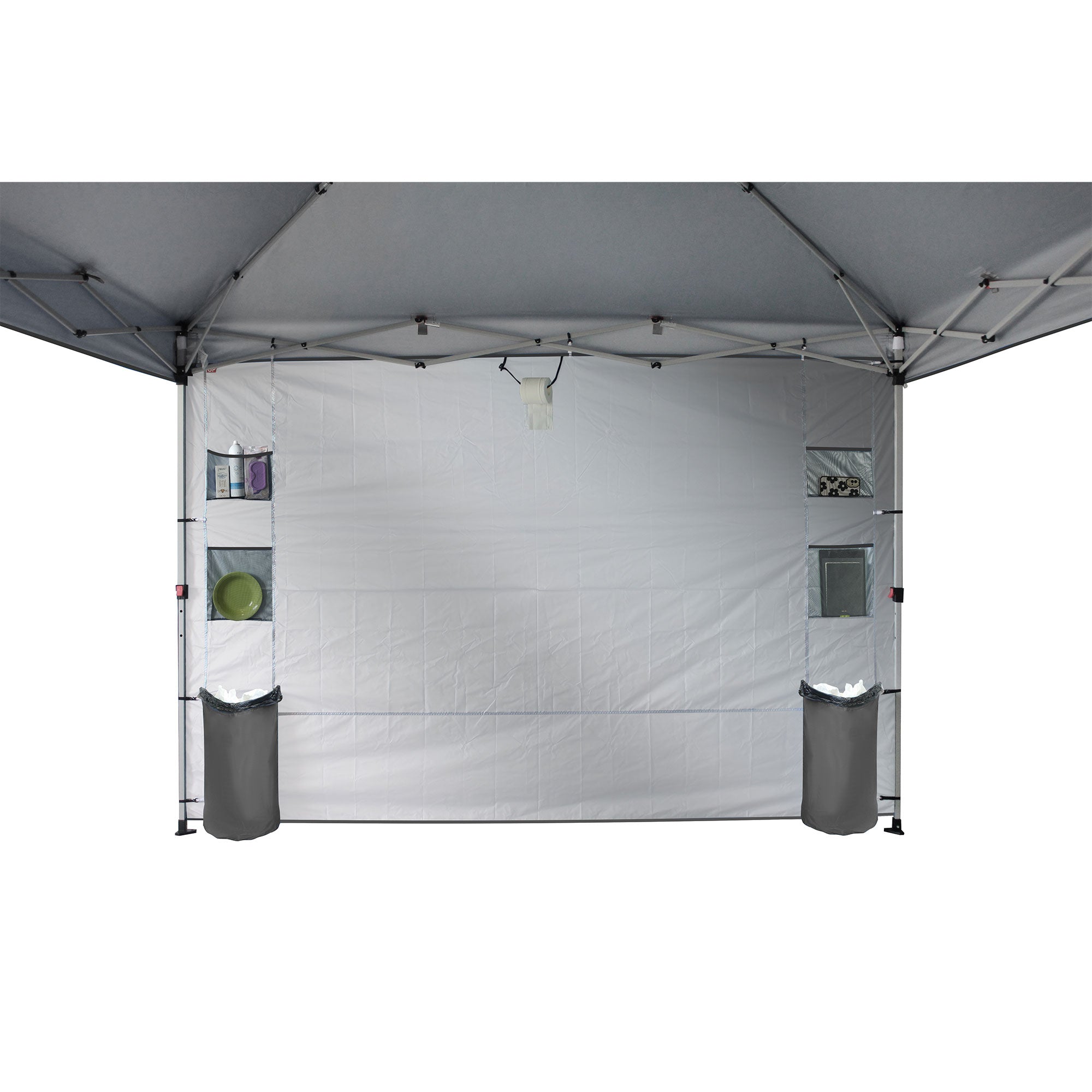 CROWN SHADES 10x10 Ft Pop Up Canopy Tent w/Organizer Pocket Sidewall, Grey(Used) - VMInnovations