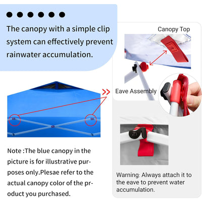 CROWN SHADES 10x10 Ft Pop Up Outdoor Canopy Tent with 2 Half Sidewalls, Blue