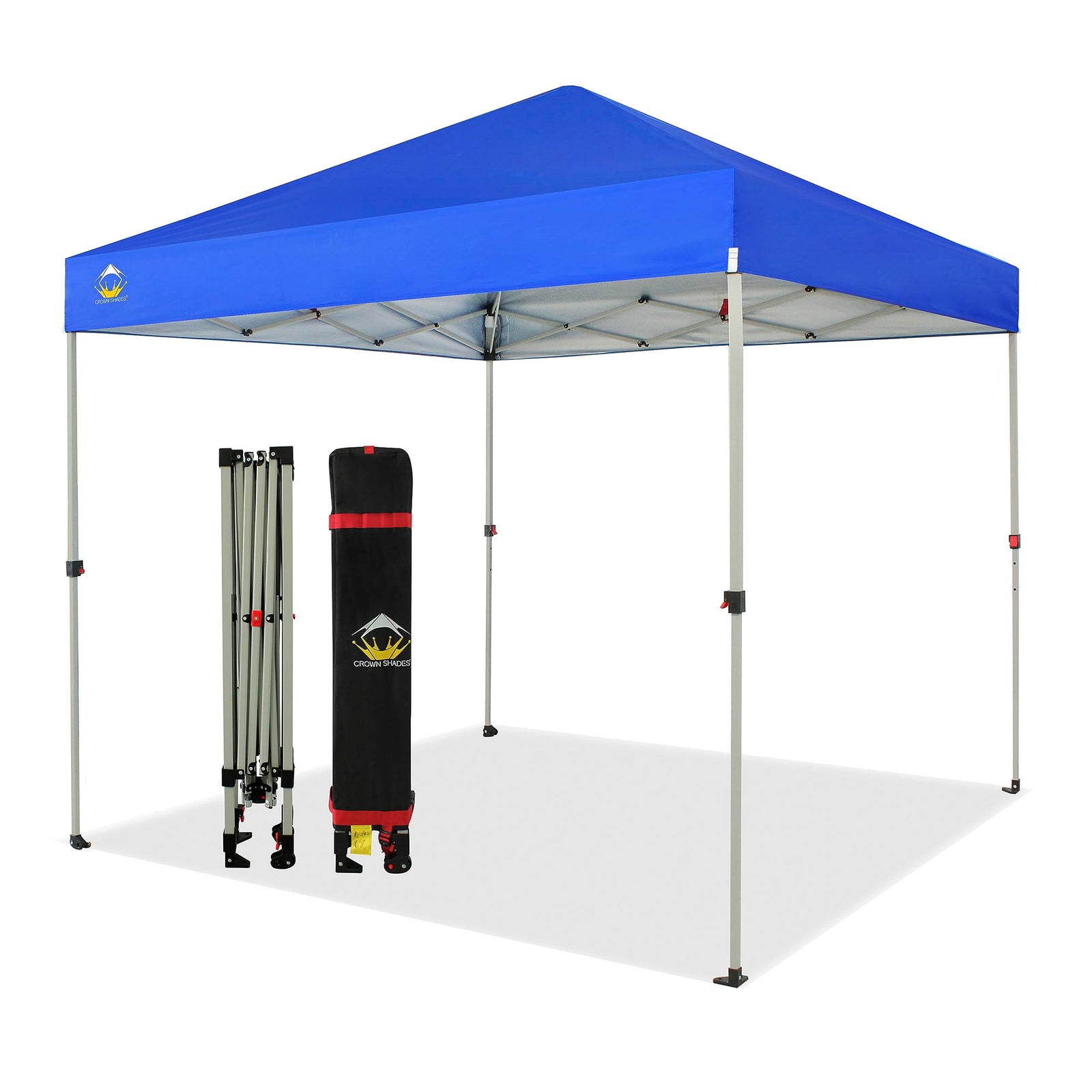 CROWN SHADES 8x8 Ft Pop Up Canopy Tent with 1 Push Center Lock, Blue (Used) - VMInnovations