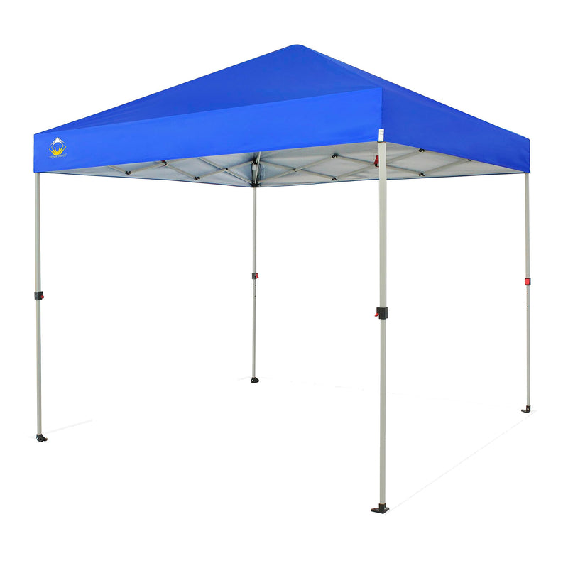 CROWN SHADES 8x8 Ft Pop Up Canopy Tent with 1 Push Center Lock, Blue (Used)