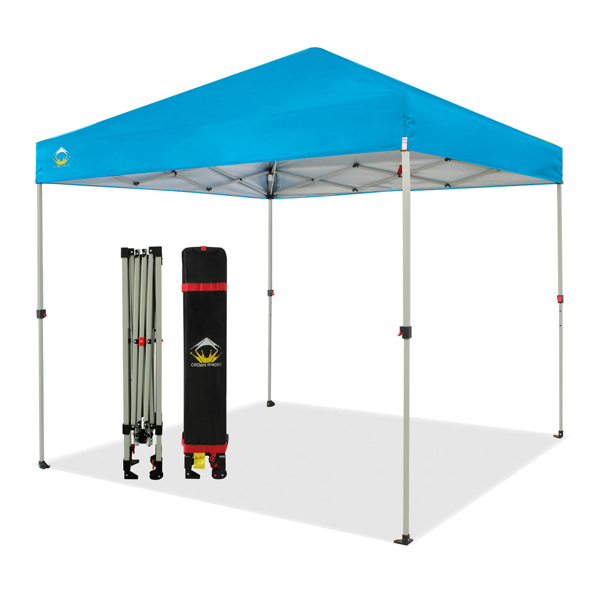 CROWN SHADES 8x8 Ft Pop Up Outdoor Canopy Tent with 1 Push Center Lock, Sky Blue