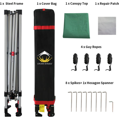 CROWN SHADES 8x8 Ft Pop Up Outdoor Canopy Tent, 1 Push Lock, Forest Green (Used)