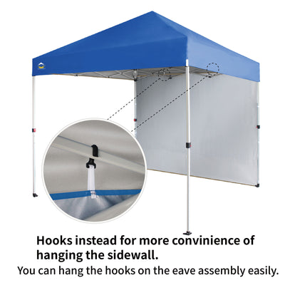 CROWN SHADES 8x8 Ft Pop Up Canopy Tent w/ Sidewall & 1 Push Lock, Blue (Used)